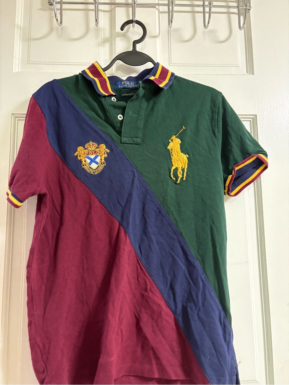 Polo by Ralph Lauren Men's Tri-Color Rugby Polo Shirt - Green/Burgundy/Navy